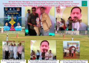 Read more about the article Mr.Kevin Picardo – Managing Trustee of Nav Nirman Foundation being felicitated at the Largest Cricket Tournament in Badlapur, for His Outstanding work in the Field of Addiction & Mental Health Clinic across the Globe.